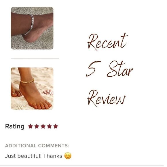 COPY - Gold Cuban Chain Anklet Adjustable Ankle Bracelet - Picture 6 of 8